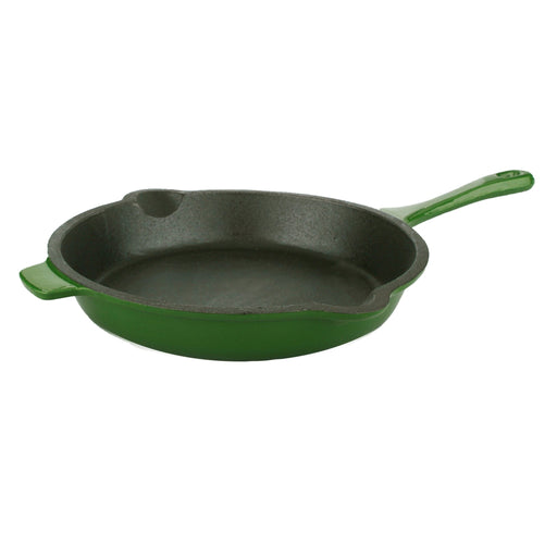 BergHOFF Neo 3pc Cast Iron Fry Pan & Grill Pan Set with Slotted Steak Press, Green - Cookware Sets
