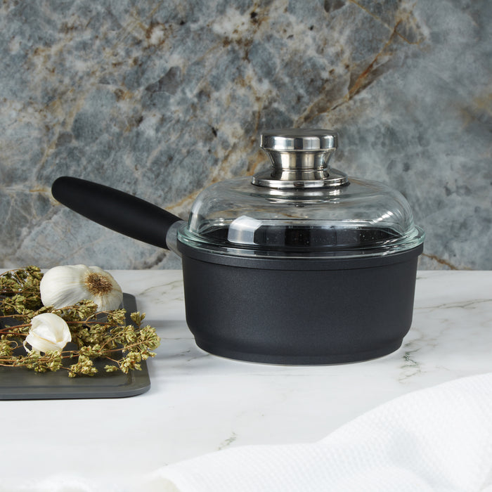 Image 1 of EuroCAST Cast Aluminum Nonstick 7" Sauce Pan 1.5qt., Glass Lid