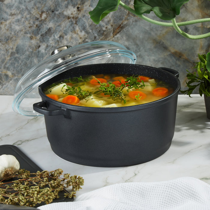 Image 1 of EuroCAST Cast Aluminum Nonstick 11" Stockpot 7qt., Glass Lid