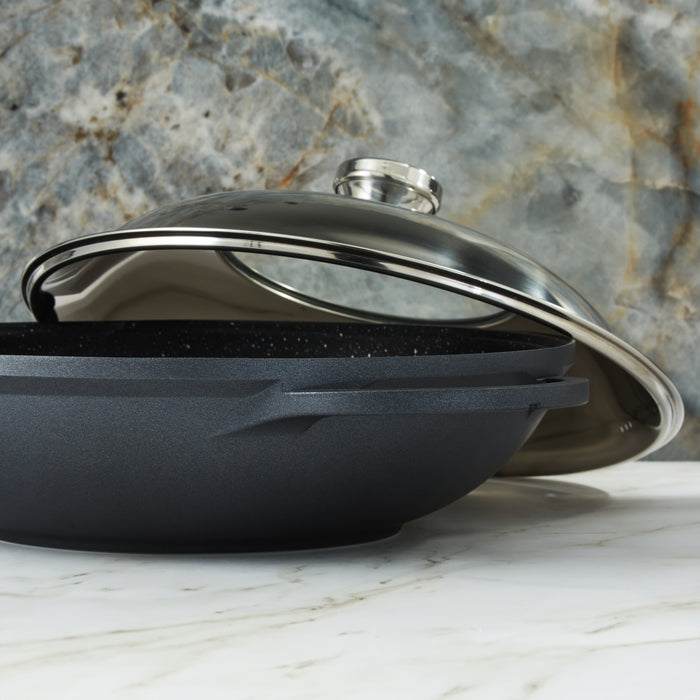 Image 3 of EuroCAST Cast Aluminum Nonstick 12.5" Wok 5qt. with Lid