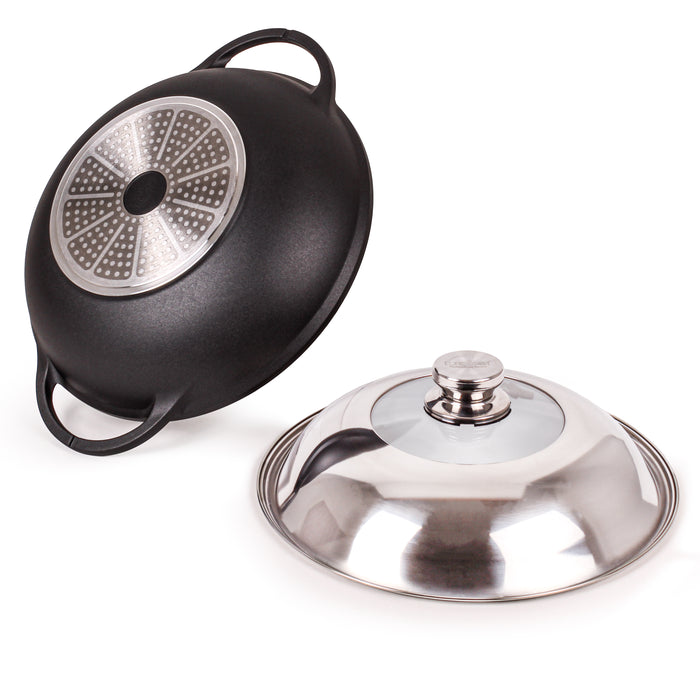 Image 6 of EuroCAST Cast Aluminum Nonstick 12.5" Wok 5qt. with Lid