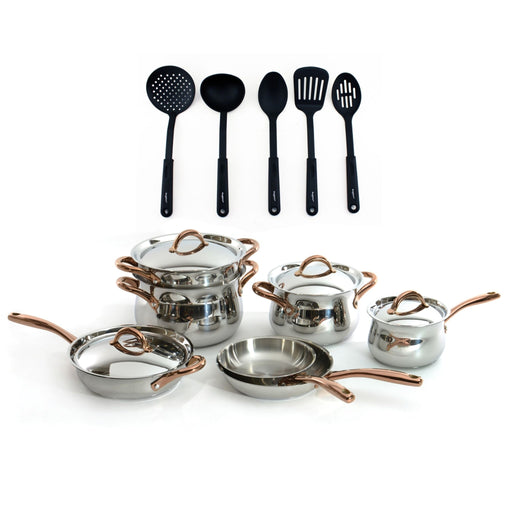 BergHOFF Ouro Gold 16Pc 18/10 Stainless Steel Cookware Set with SS Lids - Cookware Sets