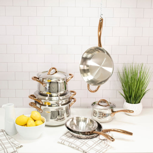 BergHOFF Ouro Gold 16Pc 18/10 Stainless Steel Cookware Set with SS Lids - Cookware Sets