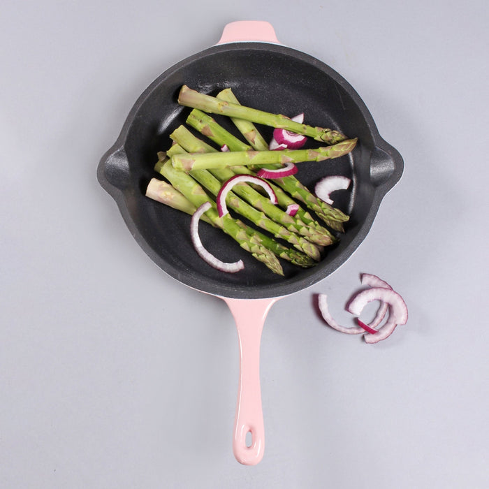 BergHOFF Neo 2pc Cast Iron 10" Fry Pan & 11" Grill Pan Cookware Set, Pink - Griddles & Grill Pans