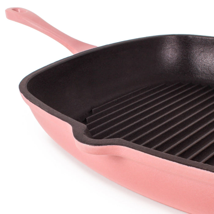 BergHOFF Neo 2pc Cast Iron 10" Fry Pan & 11" Grill Pan Cookware Set, Pink - Griddles & Grill Pans