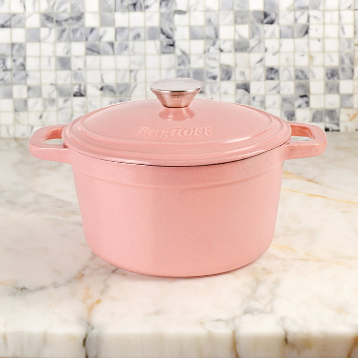 BergHOFF Neo Cast Iron 3qt. Round Dutch Oven 8" with Lid, Pink - Stock Pots