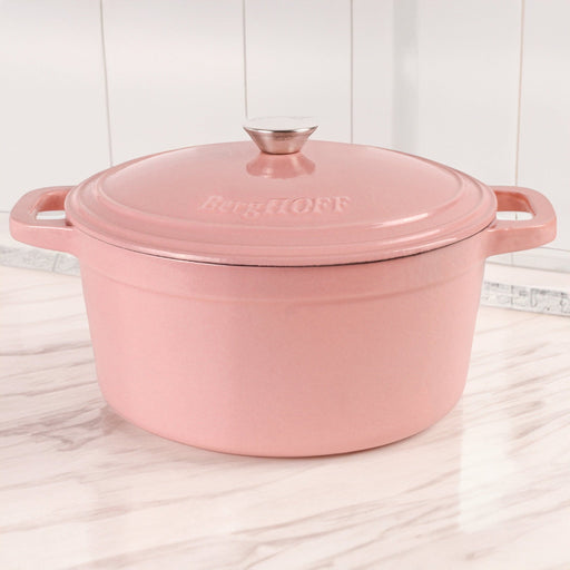 BergHOFF Neo Cast Iron 7qt. Round Dutch Oven 11" with Lid, Pink - Stock Pots