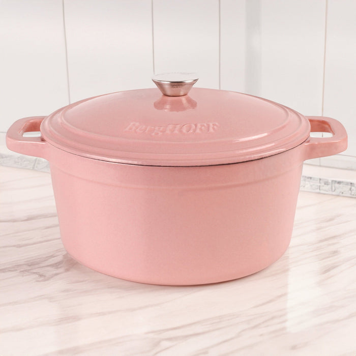 BergHOFF Neo Cast Iron 7qt. Round Dutch Oven 11" with Lid, Pink - Stock Pots