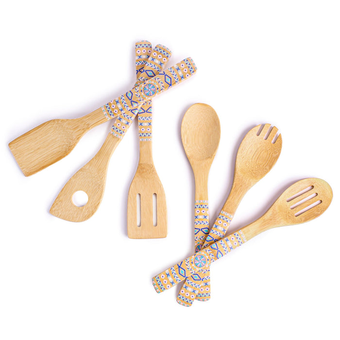 BergHOFF Patterned Bamboo 6Pc Utensil Set, Blue - Kitchen Utensil Sets