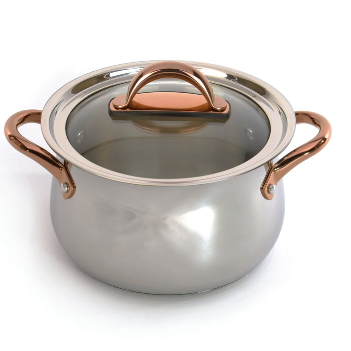 BergHOFF Ouro Gold 16Pc 18/10 Stainless Steel Cookware Set with Glass Lids - Cookware Sets