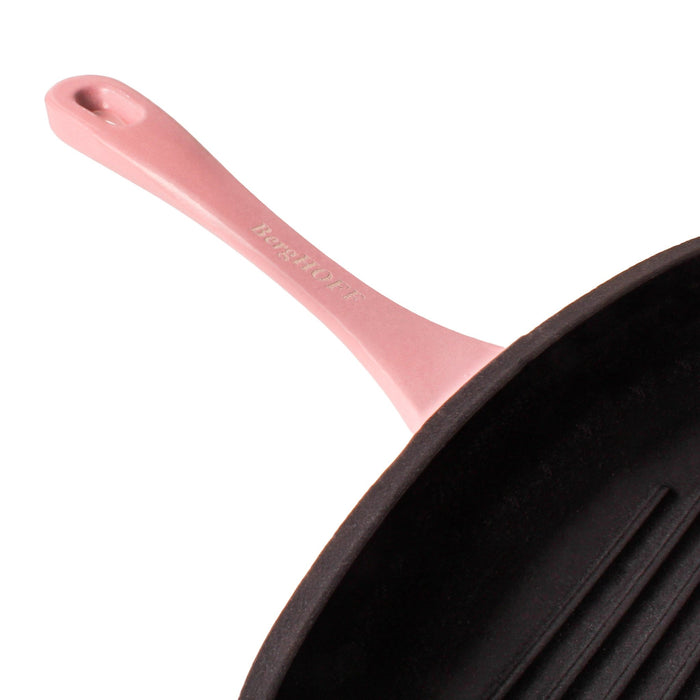 BergHOFF Neo 4pc Cast Iron Cookware Set, Grill Pan, Fry Pan & Oval Dutch Oven, Pink - Cookware Sets