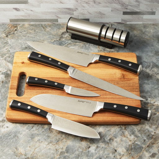 BergHOFF Antigua 7Pc Stainless Steel Cutlery Set with Wood Storage Case - Kitchen Knives