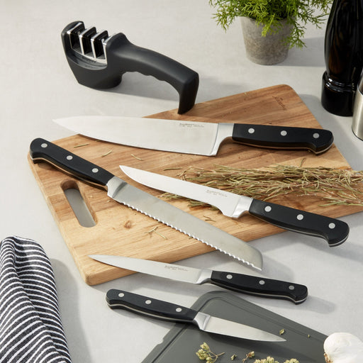 BergHOFF Essentials Contempo 6Pc Stainless Steel Knife Set with Sharpener - Kitchen Knives