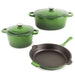 BergHOFF Neo 5pc Cast Iron Dutch Oven Set with 10" Fry Pan, 3qt. & 5qt., Green - Stock Pots