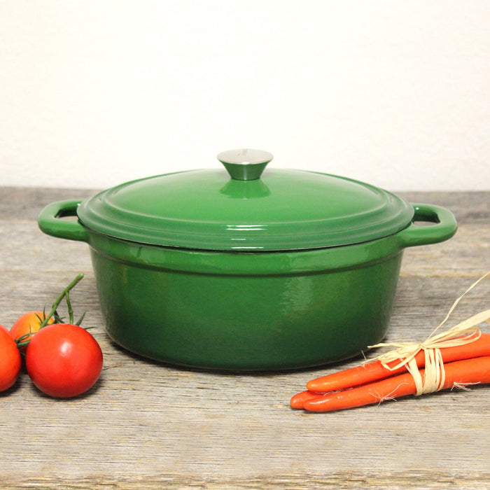 BergHOFF Neo 5pc Cast Iron Dutch Oven Set with 10" Fry Pan, 3qt. & 5qt., Green - Stock Pots