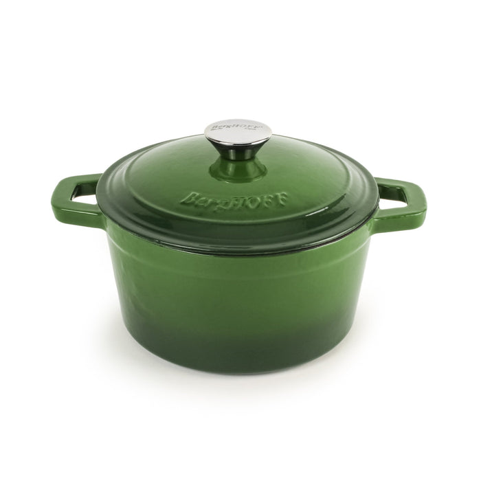 BergHOFF Neo 5pc Cast Iron Dutch Oven Set with 10" Fry Pan, 3qt. & 5qt., Green - Stock Pots