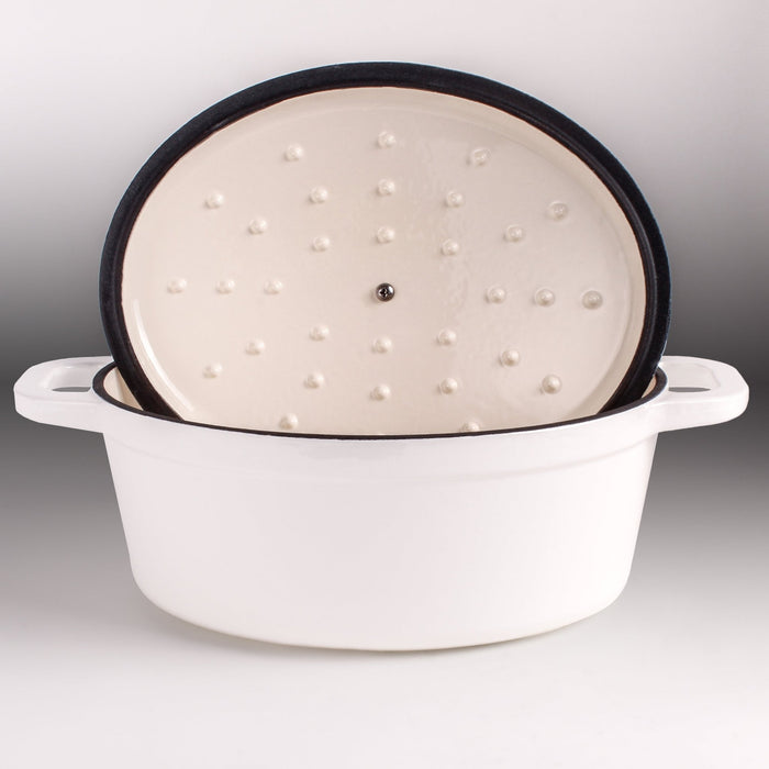 BergHOFF Neo Cast Iron 5qt. Oval Dutch Oven 11.5" with Lid, White - Dutch Ovens