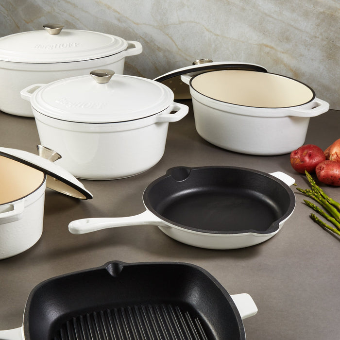 BergHOFF Neo Cast Iron 5qt. Oval Dutch Oven 11.5" with Lid, White - Dutch Ovens