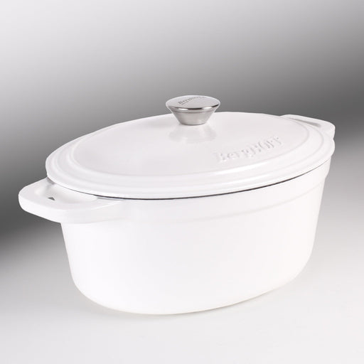 BergHOFF Neo Cast Iron 8qt. Oval Dutch Oven 13" with Lid, White - Dutch Ovens
