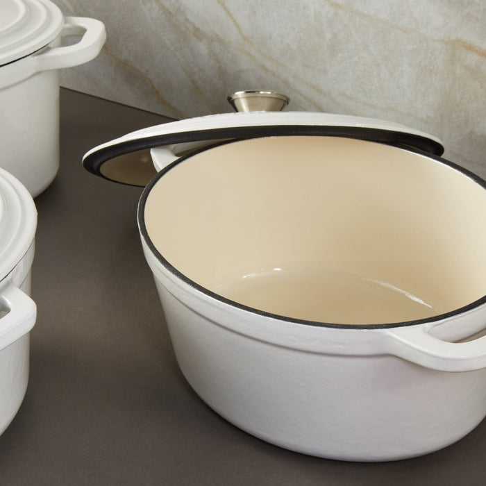 BergHOFF Neo Cast Iron 8qt. Oval Dutch Oven 13" with Lid, White - Dutch Ovens