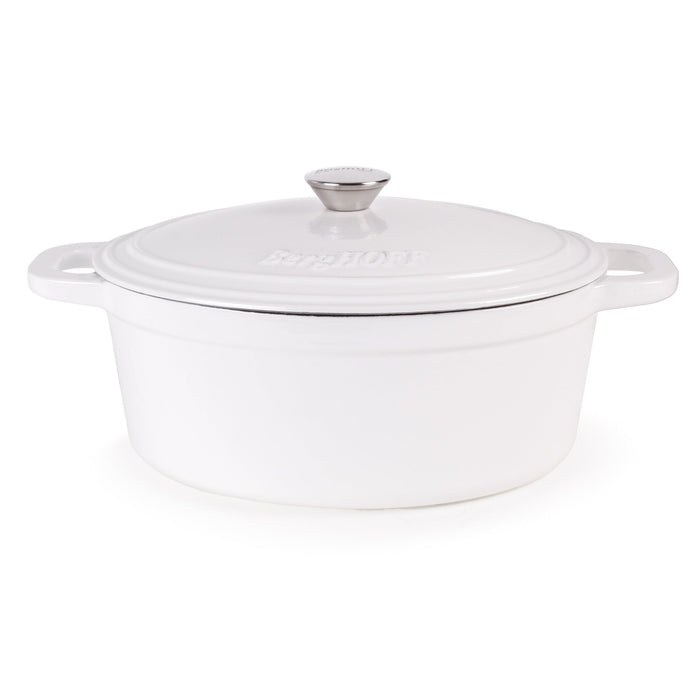 BergHOFF Neo Cast Iron 8qt. Oval Dutch Oven 13" with Lid, White - Dutch Ovens
