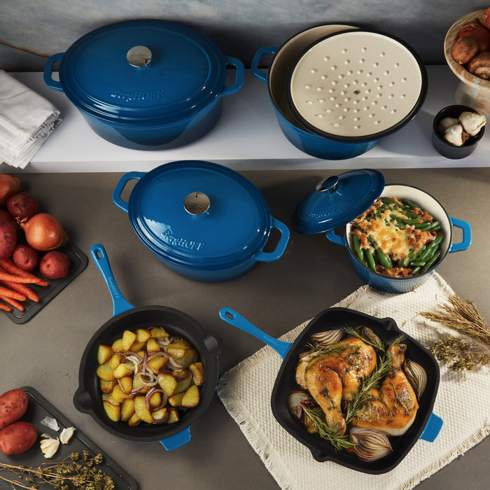BergHOFF Neo 10pc Cast Iron Cookware Set, Blue - Cookware Sets