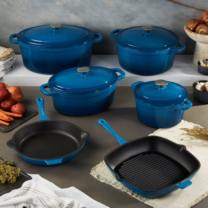BergHOFF Neo 10pc Cast Iron Cookware Set, Blue - Cookware Sets