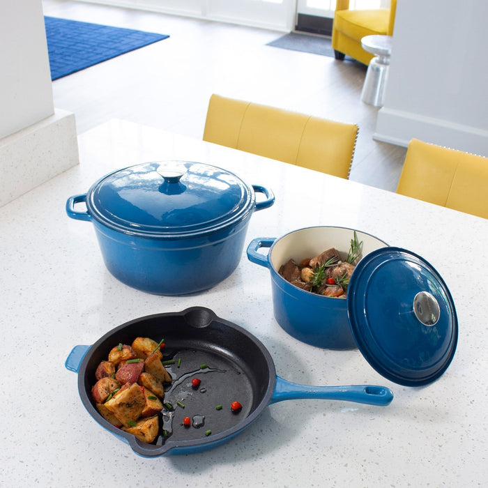 BergHOFF Neo 10pc Cast Iron Cookware Set, Blue - Cookware Sets