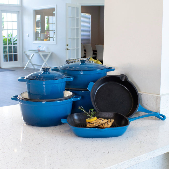 BergHOFF Neo 10pc Cast Iron Cookware Set, Blue - Cookware Sets
