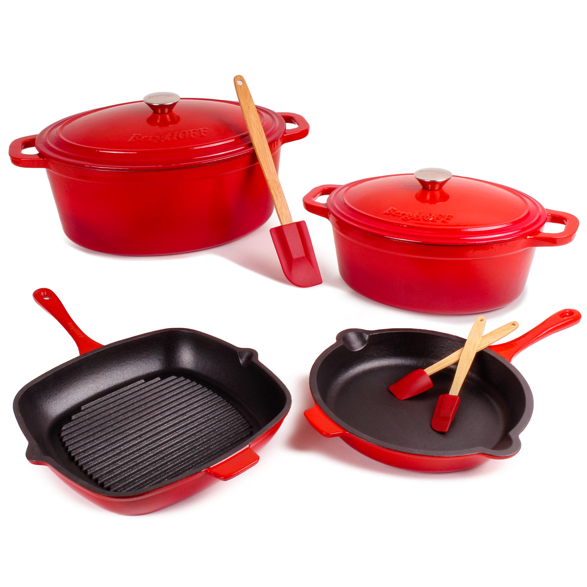 Neo 9pc Cast Iron Cookware Set, Red — BergHOFF
