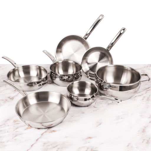 BergHOFF Belly Shape 12pc 18/10 Stainless Steel Cookware Set, SS Lids - Cookware Sets