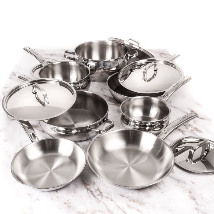 BergHOFF Belly Shape 12pc 18/10 Stainless Steel Cookware Set, SS Lids - Cookware Sets