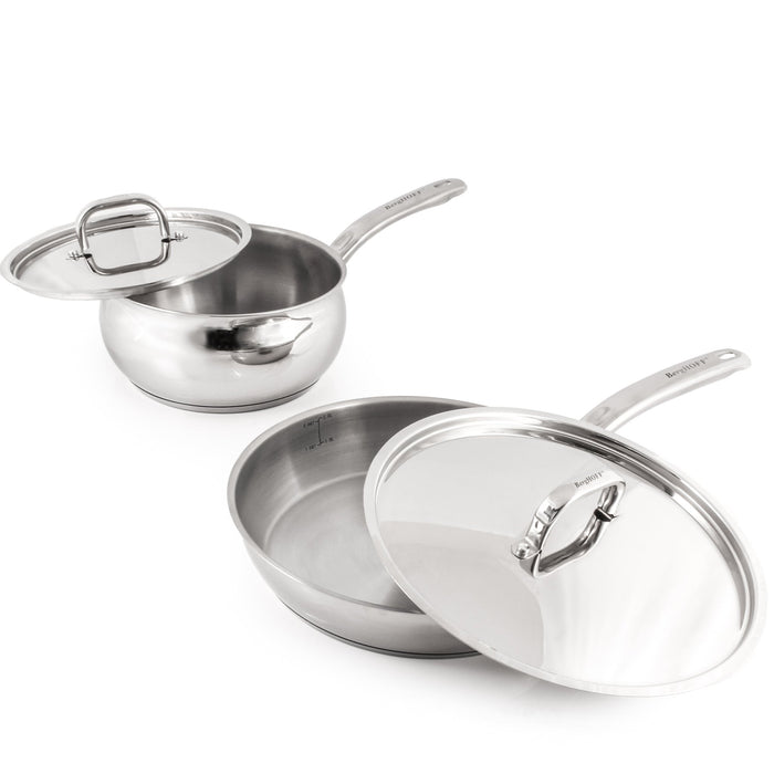 BergHOFF Belly Shape 12pc 18/10 Stainless Steel Cookware Set, SS Lids - Cookware Sets
