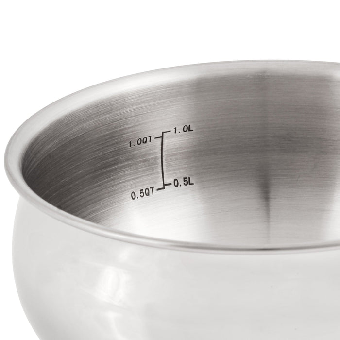 BergHOFF Belly Shape 18/10 Stainless Steel 6.25" Sauce Pan with SS Lid, 1.5qt. - Saucepans