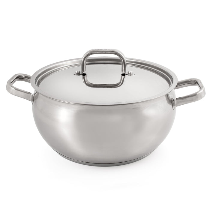 BergHOFF Belly Shape 18/10 Stainless Steel 9.5" Stock Pot with SS Lid, 5.5qt. - Stock Pots