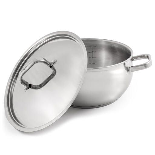 BergHOFF Belly Shape 18/10 Stainless Steel 9.5" Stock Pot with SS Lid, 5.5qt. - Stock Pots