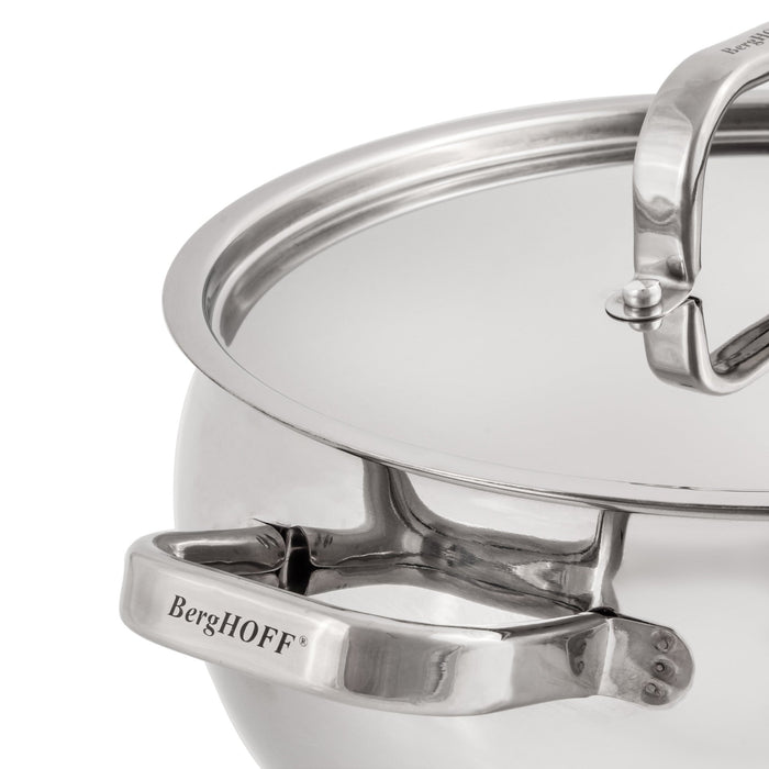 BergHOFF Belly Shape 18/10 Stainless Steel 9.5" Stock Pot with SS Lid, 5.5qt. - Stock Pots
