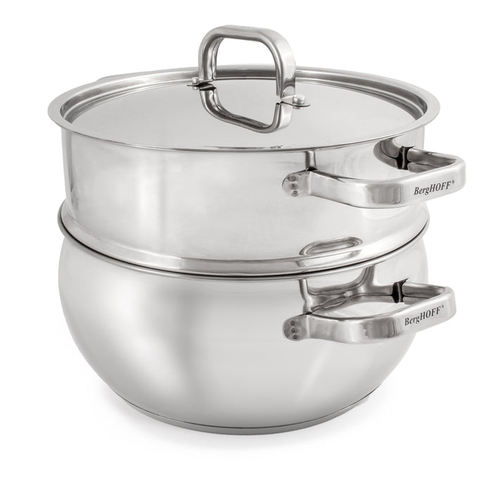 BergHOFF Belly Shape 18/10 Stainless Steel 9.5" Stock Pot with SS Lid, 5.5qt. - Stock Pots