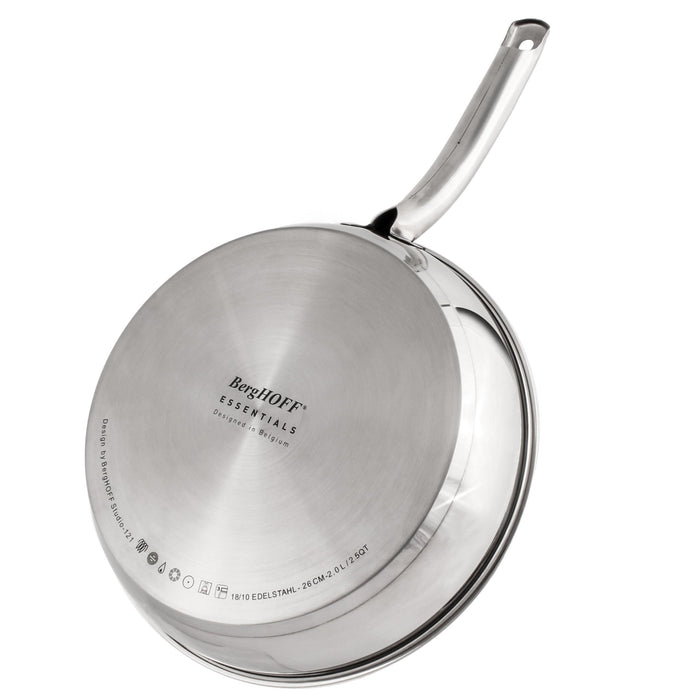 BergHOFF Belly Shape 18/10 Stainless Steel 10.5" Skillet with SS Lid, 2.5qt. - Skillets & Frying Pans