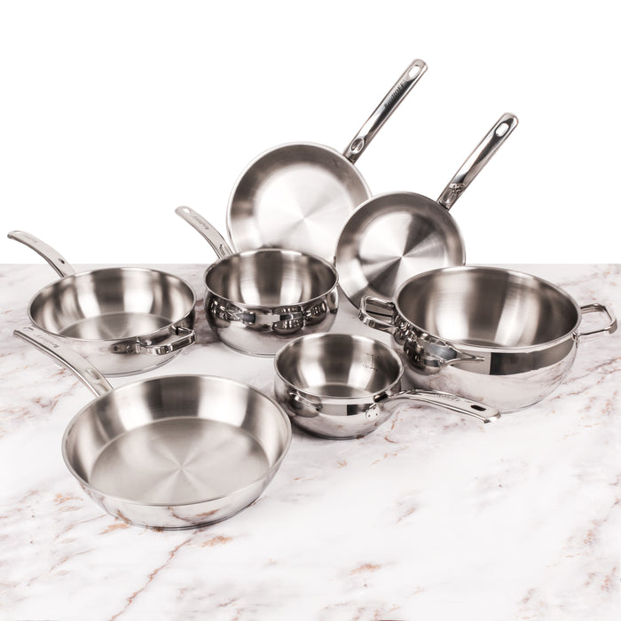 Image 4 of BergHOFF Belly Shape 12pc 18/10 Stainless Steel Cookware Set, Glass Lids