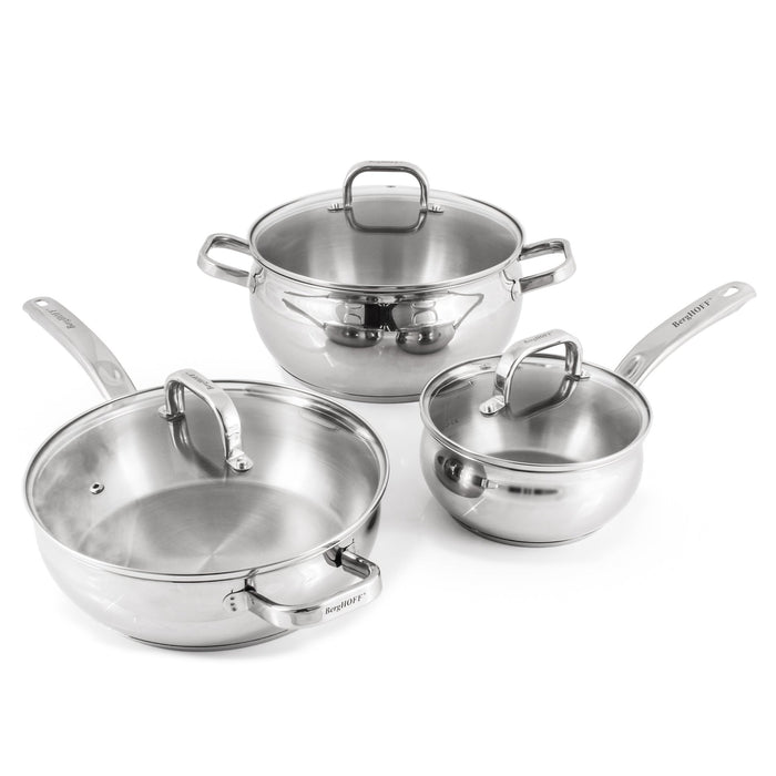 BergHOFF Belly Shape 12pc 18/10 Stainless Steel Cookware Set, Glass Lids - Cookware Sets