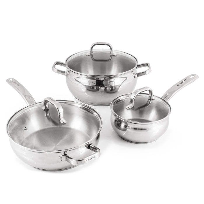 Image 6 of BergHOFF Belly Shape 12pc 18/10 Stainless Steel Cookware Set, Glass Lids