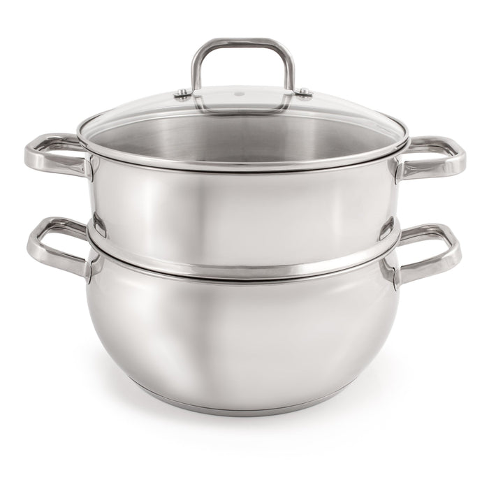 BergHOFF Belly Shape 18/10 Stainless Steel 9.5" Stock Pot with Glass Lid, 5.5qt. - Stock Pots