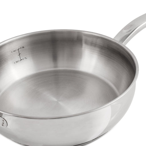 BergHOFF Belly Shape 18/10 Stainless Steel 9.5" Deep Skillet with Glass Lid, 3.2qt - Skillets & Frying Pans