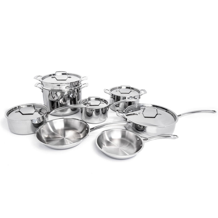 BergHOFF Professional 13pc Tri-Ply 18/10 Stainless Steel Cookware Set with SS Lids - Cookware Sets