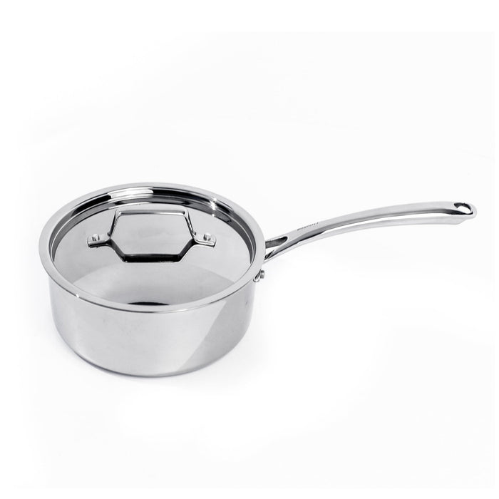 BergHOFF Professional Tri-Ply 18/10 Stainless Steel 8" Saucepan with SS Lid, 3qt. - Saucepans