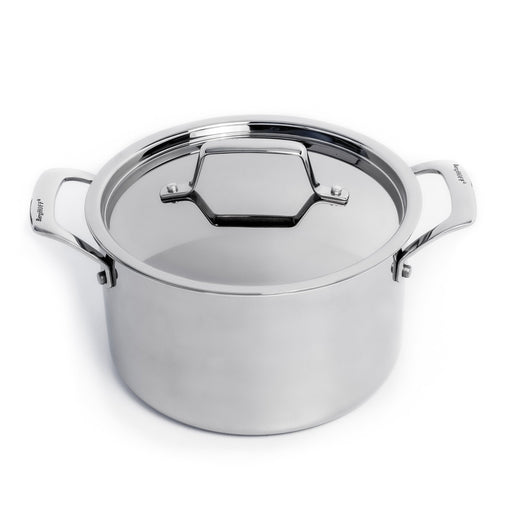 BergHOFF Professional Tri-Ply 18/10 Stainless Steel 8" Stockpot with SS Lid, 4qt. - Stock Pots