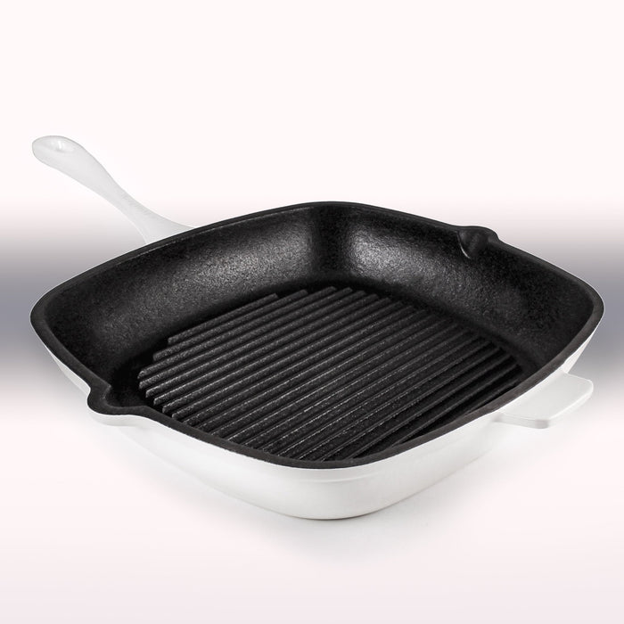 BergHOFF Neo 3pc Cast Iron Cookware Set, Grill Pan & Round Dutch Oven, White - Cookware Sets