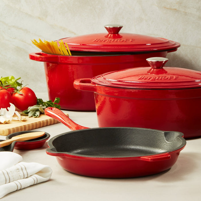 BergHOFF Neo 10pc Cast Iron Cookware Set, Red - Cookware Sets