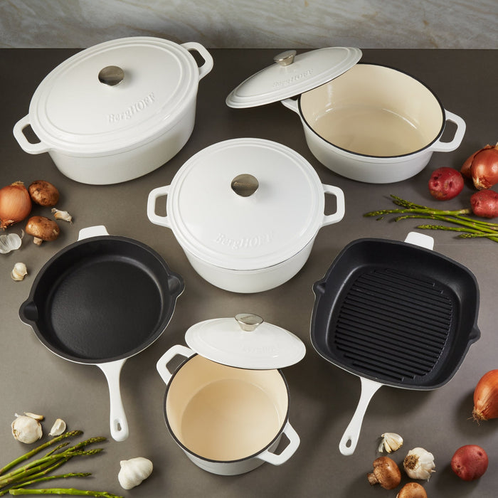 BergHOFF Neo 10pc Cast Iron Cookware Set, White - Cookware Sets